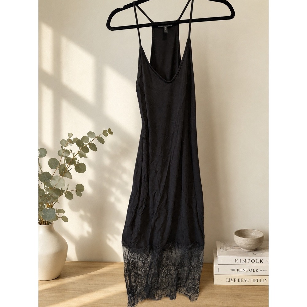 BCBGMAXAZRIA Black Lace Hem Racerback Slip Mini‎ Dress XS